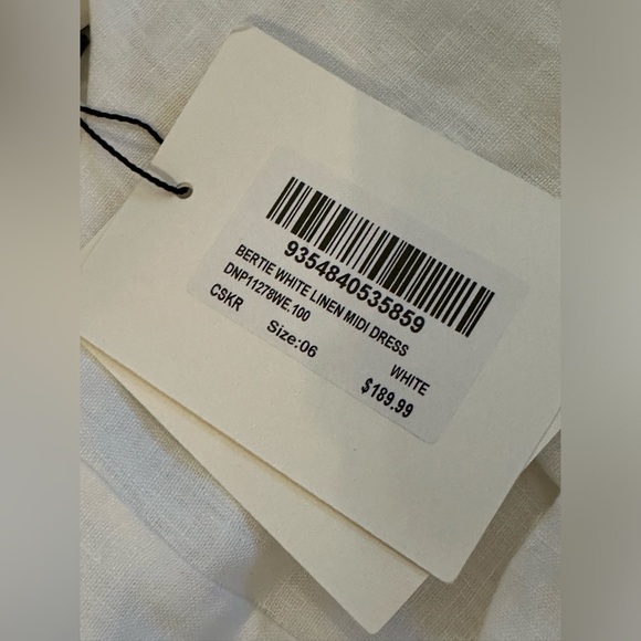 NWT DISSH Bertie White Linen Midi Dress Size 2 - Picture 8 of 10